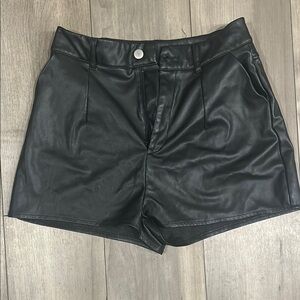 Black Leather Women's Shorts